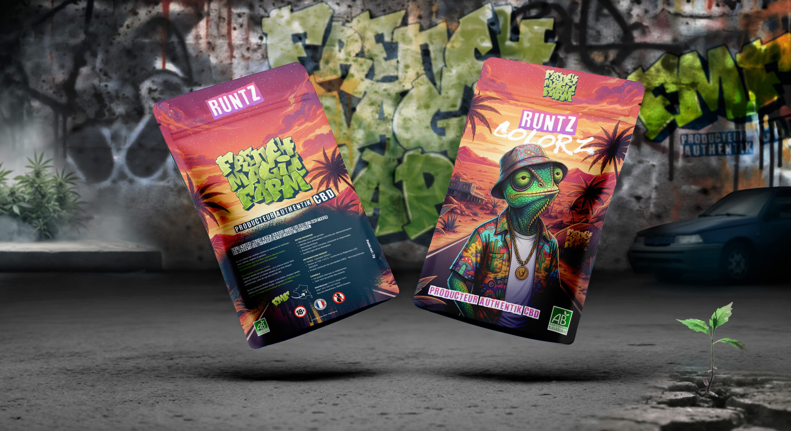 Packaging de CBD pour French Magic Farm des producteurs revendeurs de CBD