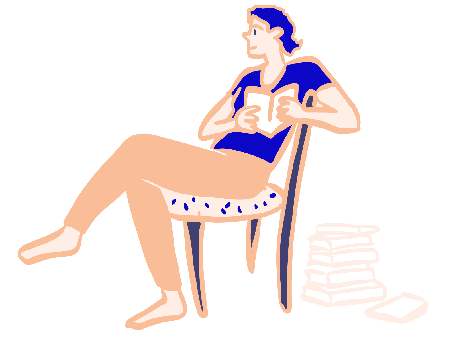 Illustration d'un Expert en train de lire assis sur une chaise