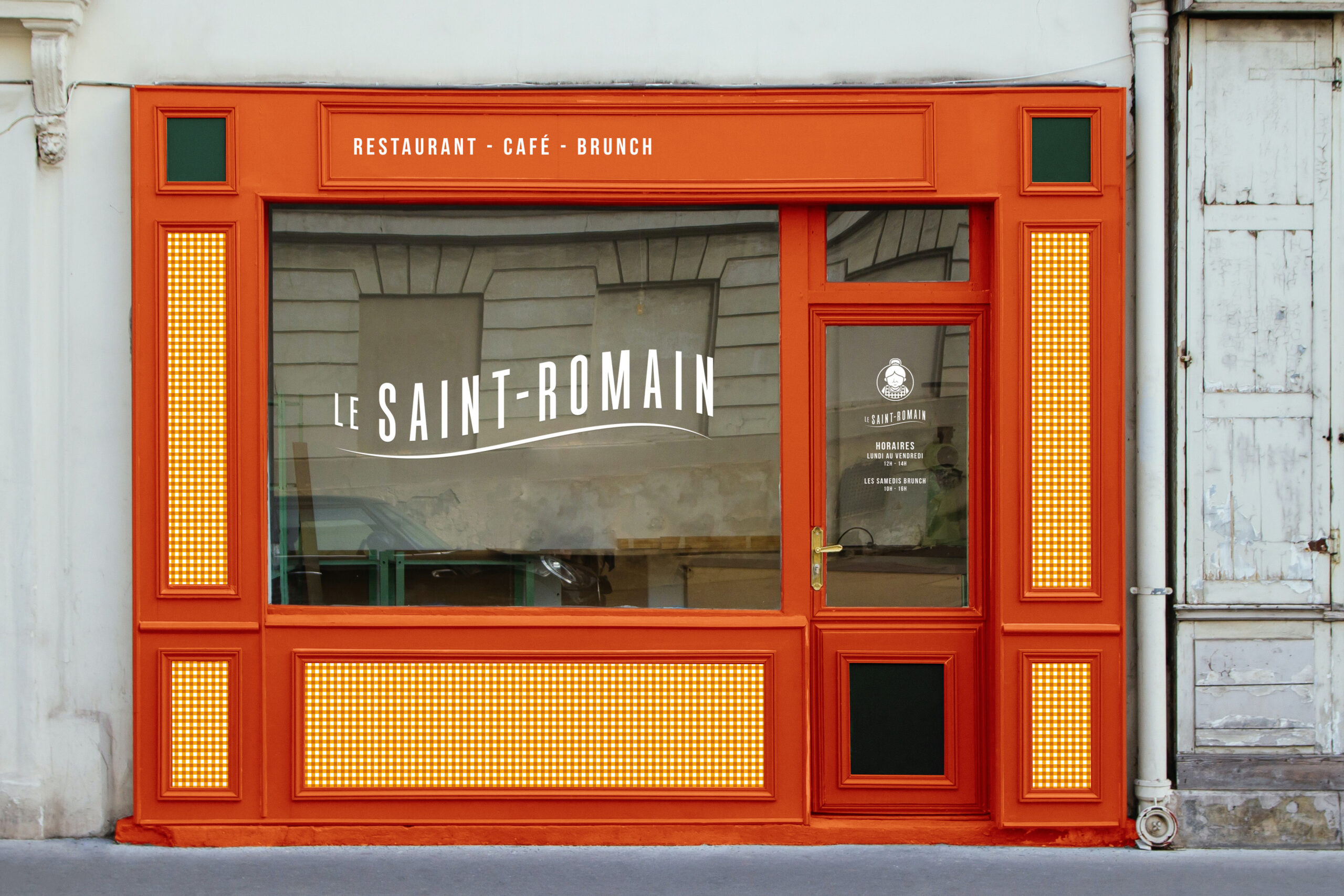 Signalétique façade restaurant Le Saint-Romain, Grand Clément