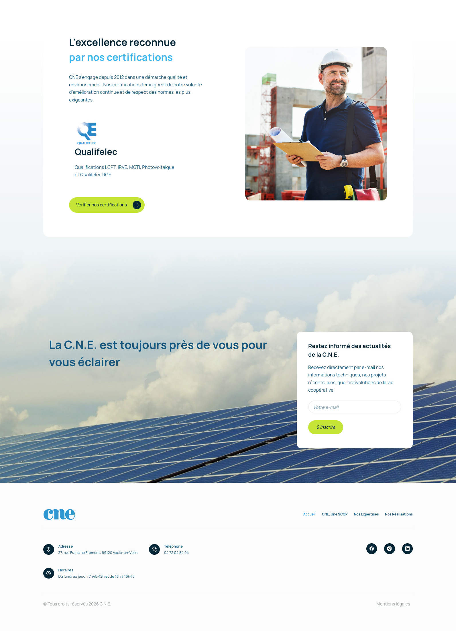 Homepage du nouveau site de la CNE
