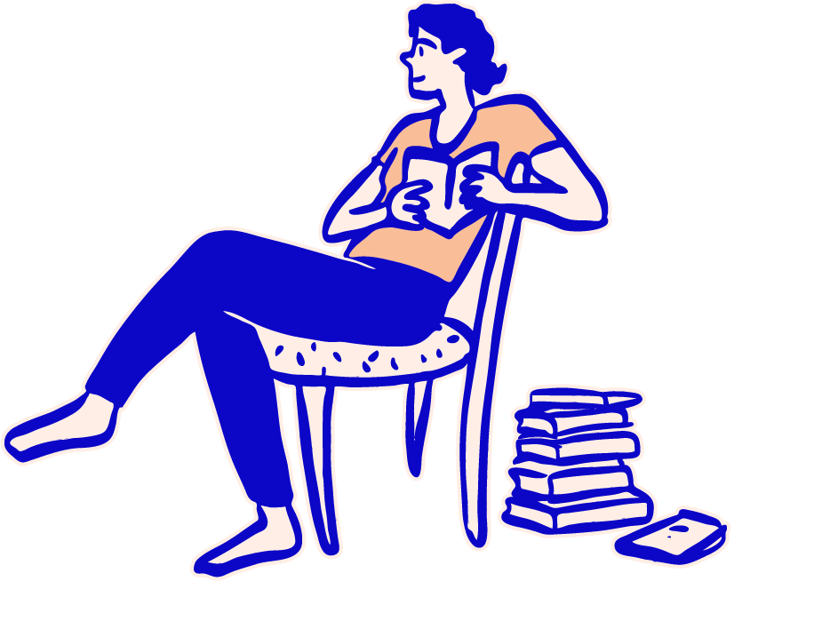 Illustration d'un Expert en train de lire assis sur une chaise